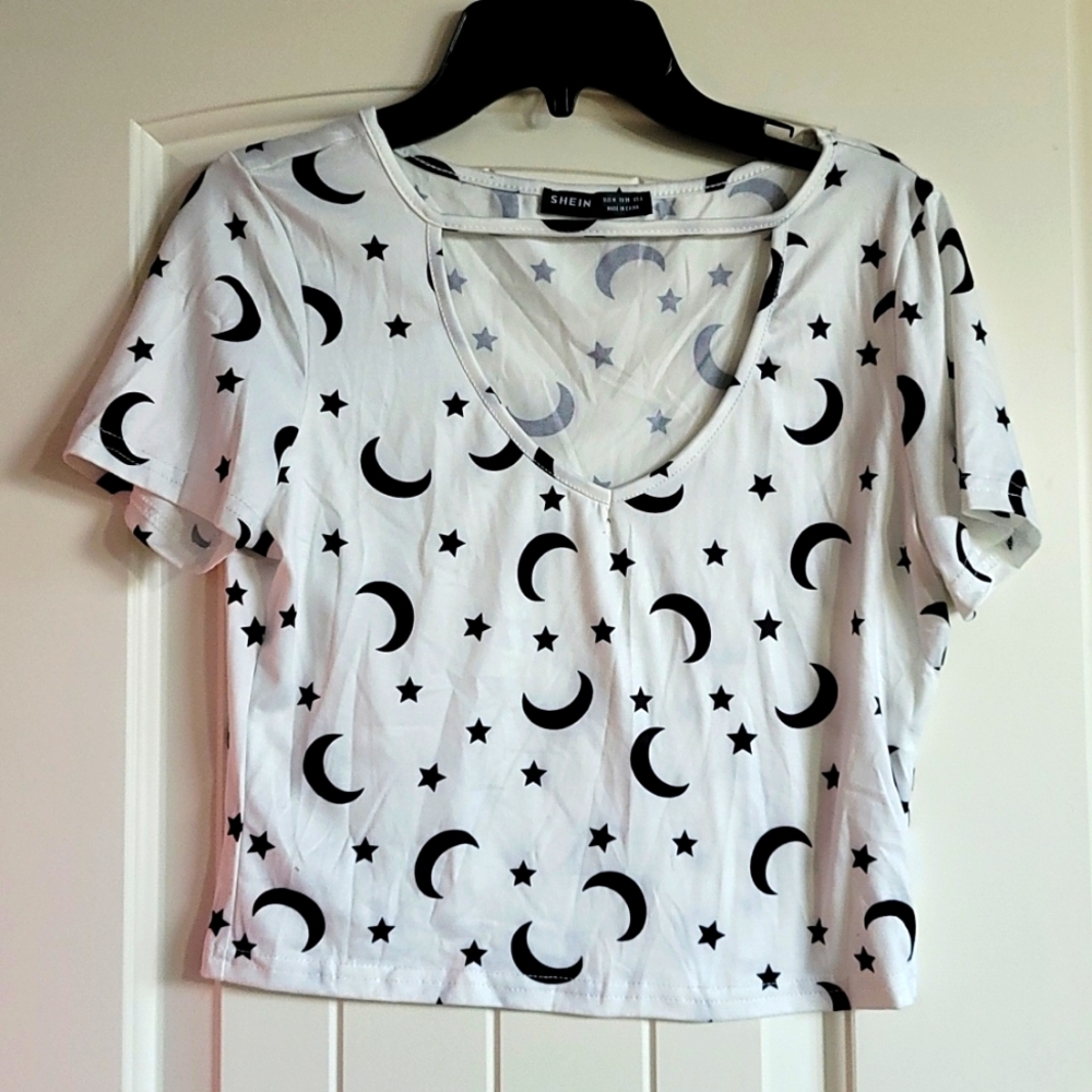 Shein crop top moons and stars